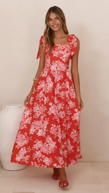Haisley Maxi Dress - Red Floral sold by Billy J