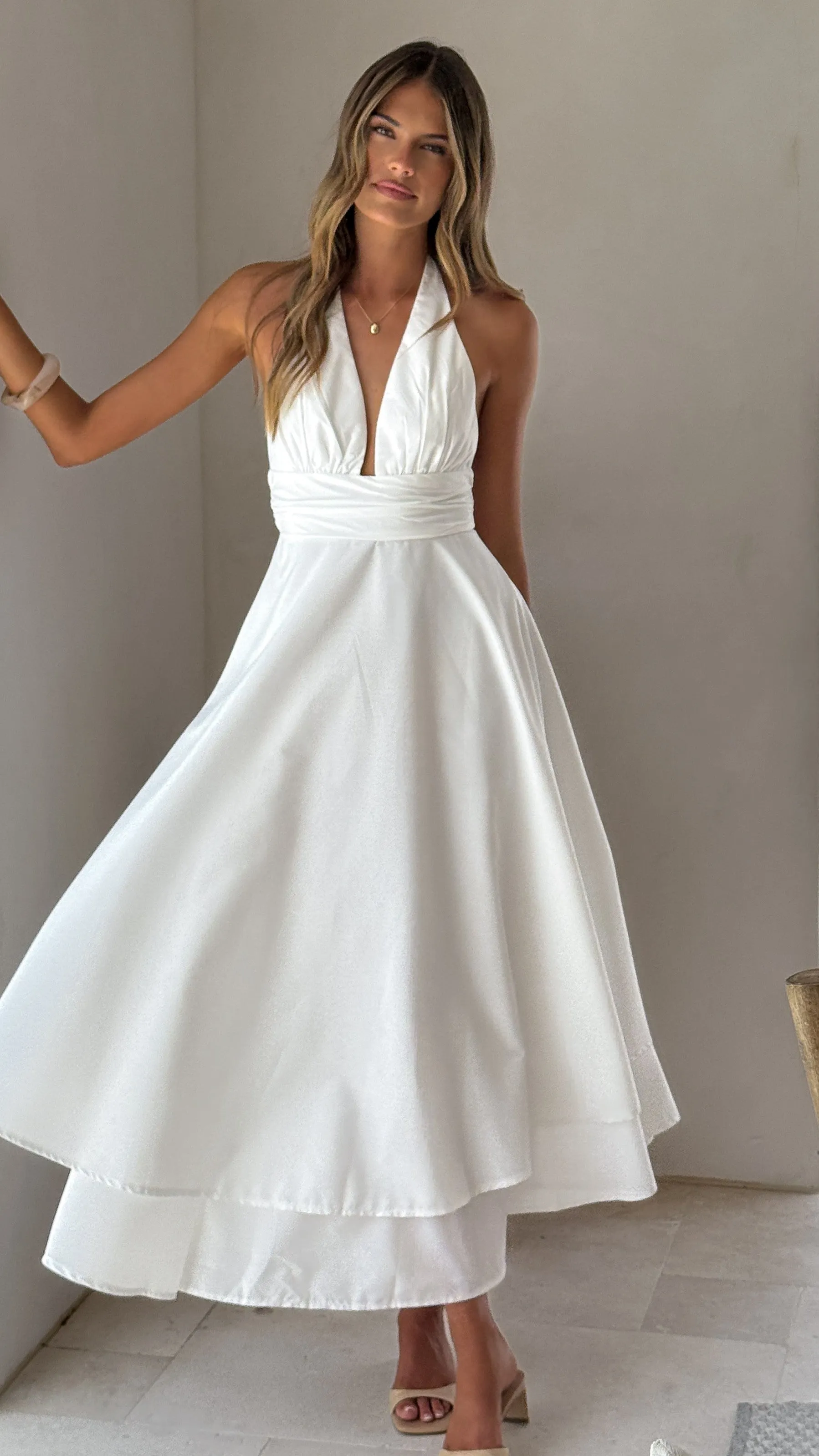 Kathy Halter Neck Maxi Dress - White sold by Billy J product image thumbnail 5