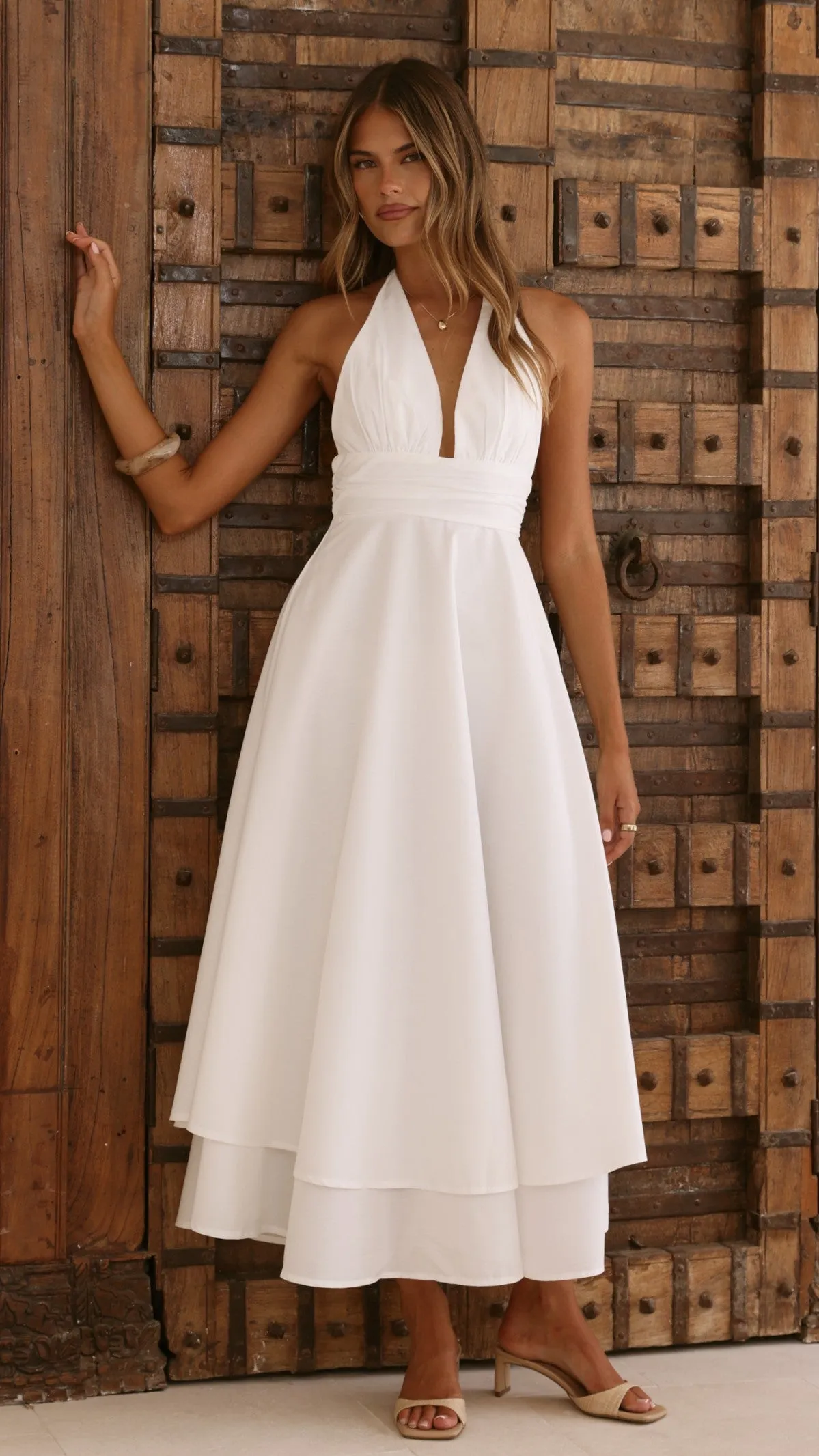 Kathy Halter Neck Maxi Dress - White sold by Billy J product image thumbnail 3