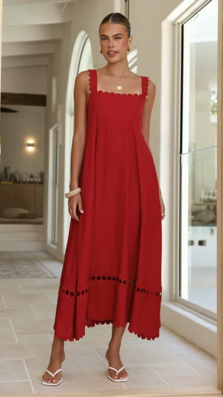 Libbie Maxi Dress - Red made by Billy J
