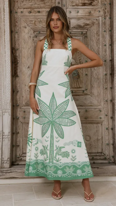 Sella Maxi Dress - Sage Palm Print sold by Billy J