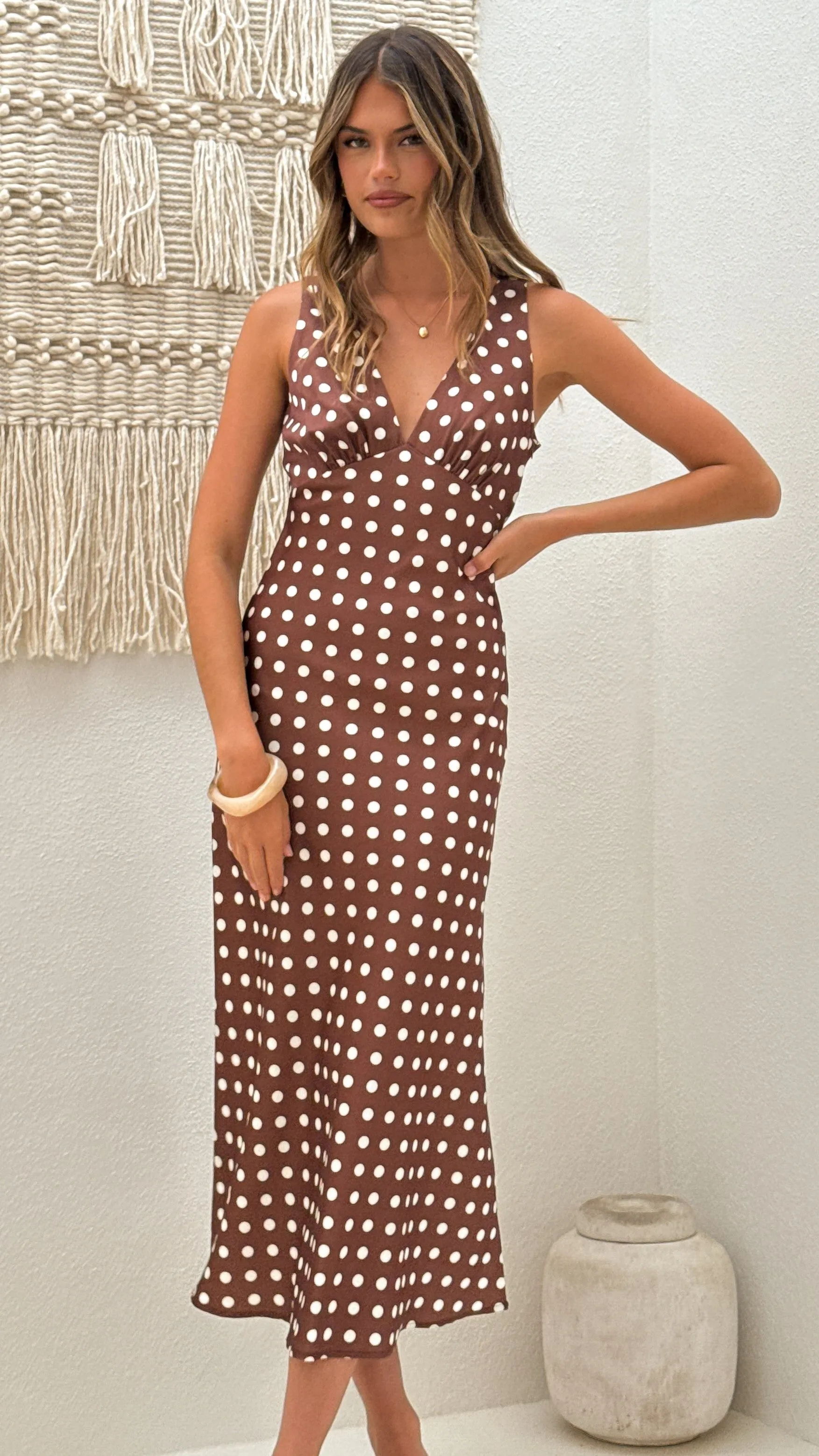 Daphne Maxi Dress - Brown Polka sold by Billy J product image thumbnail 5