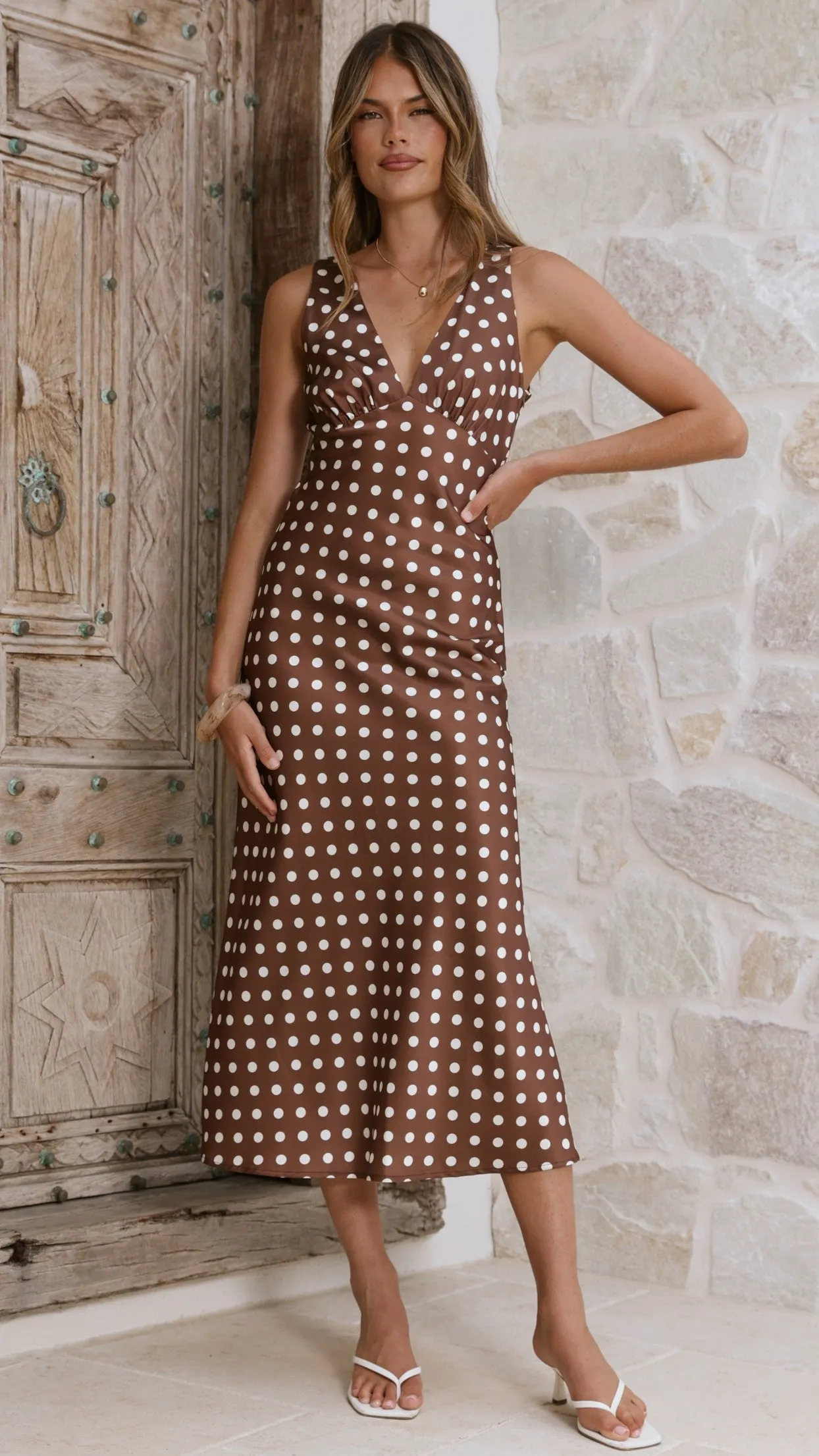 Daphne Maxi Dress - Brown Polka sold by Billy J product image thumbnail 3