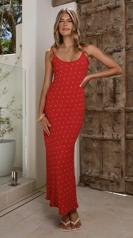 Shania Maxi Dress - Red Floral made by Billy J