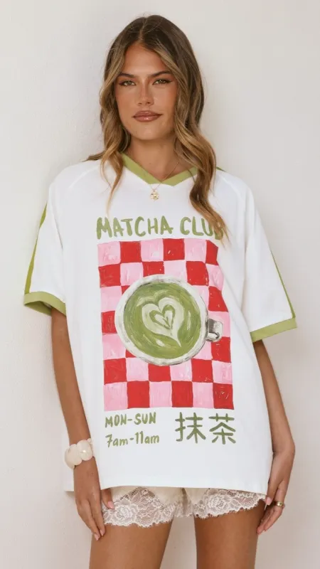 Matcha Club Oversize T-Shirt - White/Green sold by Billy J