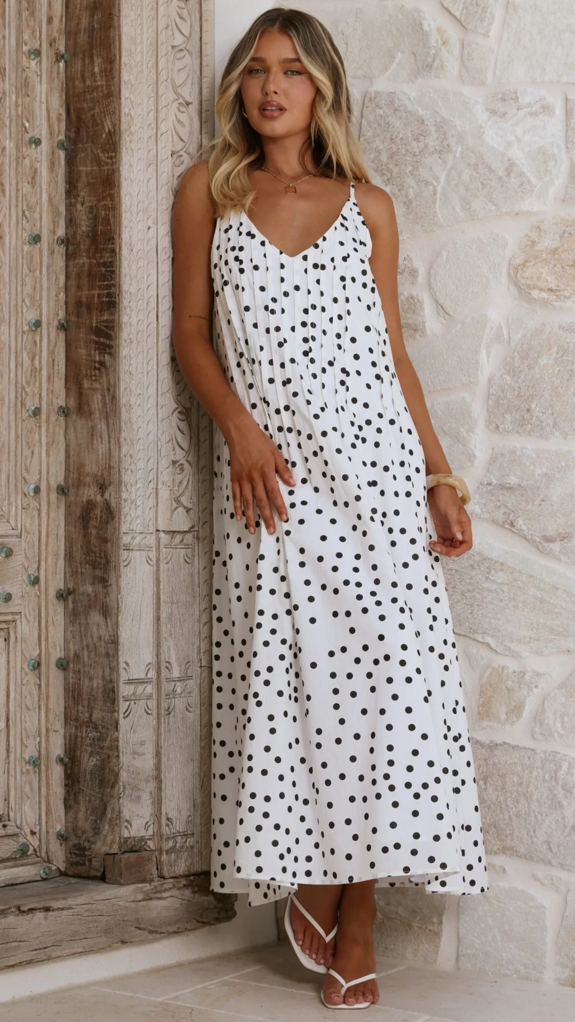 Dimmi Maxi Dress - White/Black Polka sold by Billy J product image thumbnail 3