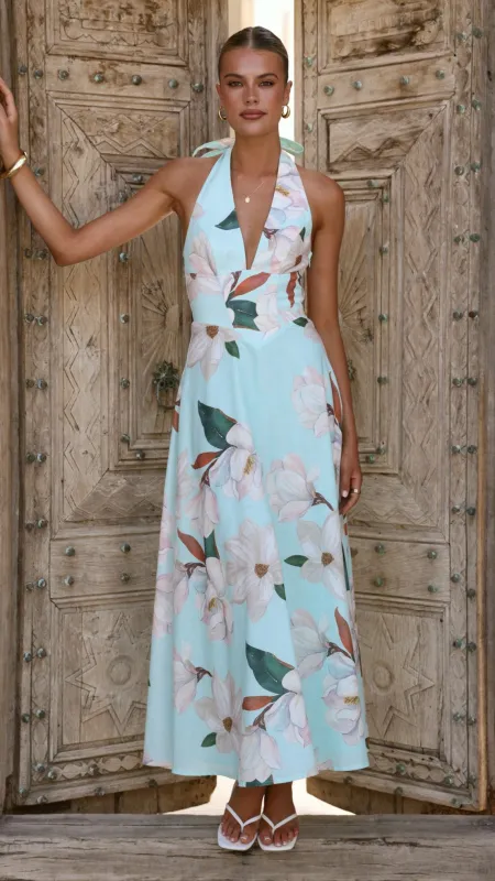 Skye Maxi Dress - Aqua/White Floral sold by Billy J
