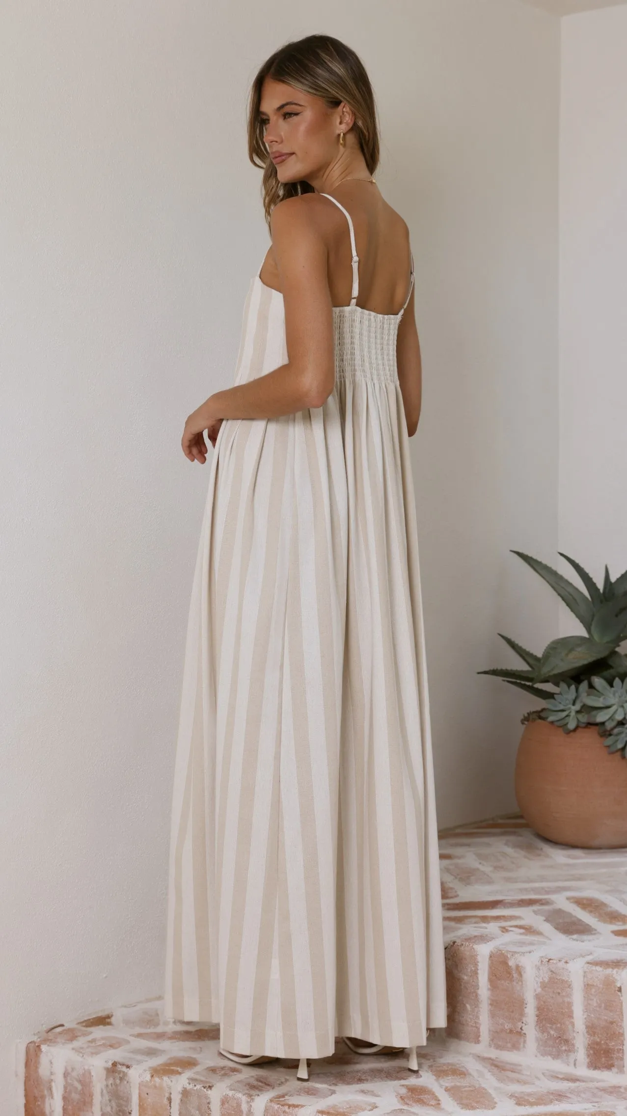 Pippa Maxi Dress - Beige Stripe sold by Billy J product image thumbnail 2