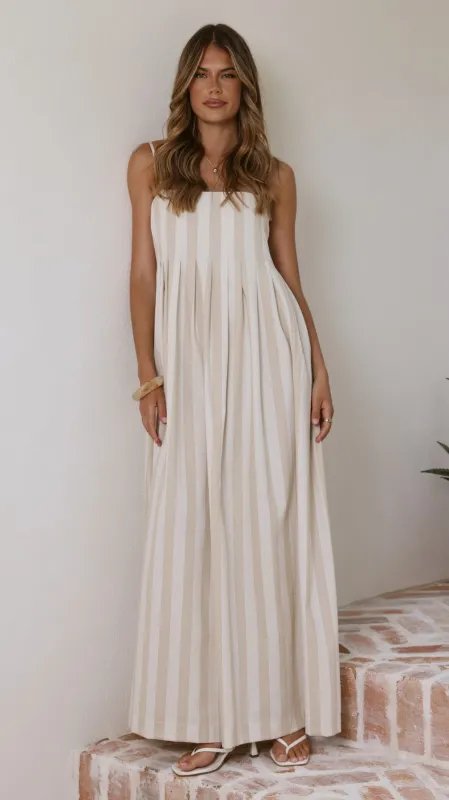 Pippa Maxi Dress - Beige Stripe sold by Billy J