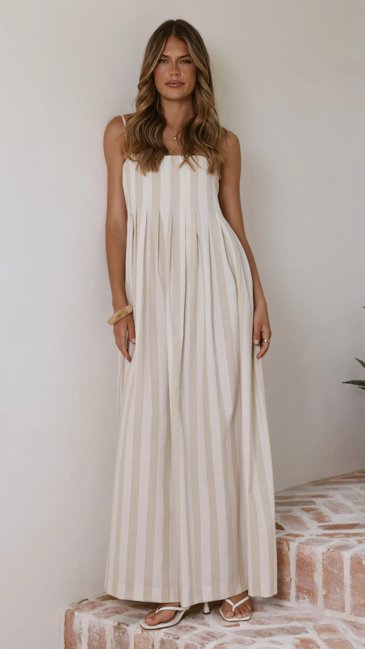 Pippa Maxi Dress - Beige Stripe sold by Billy J