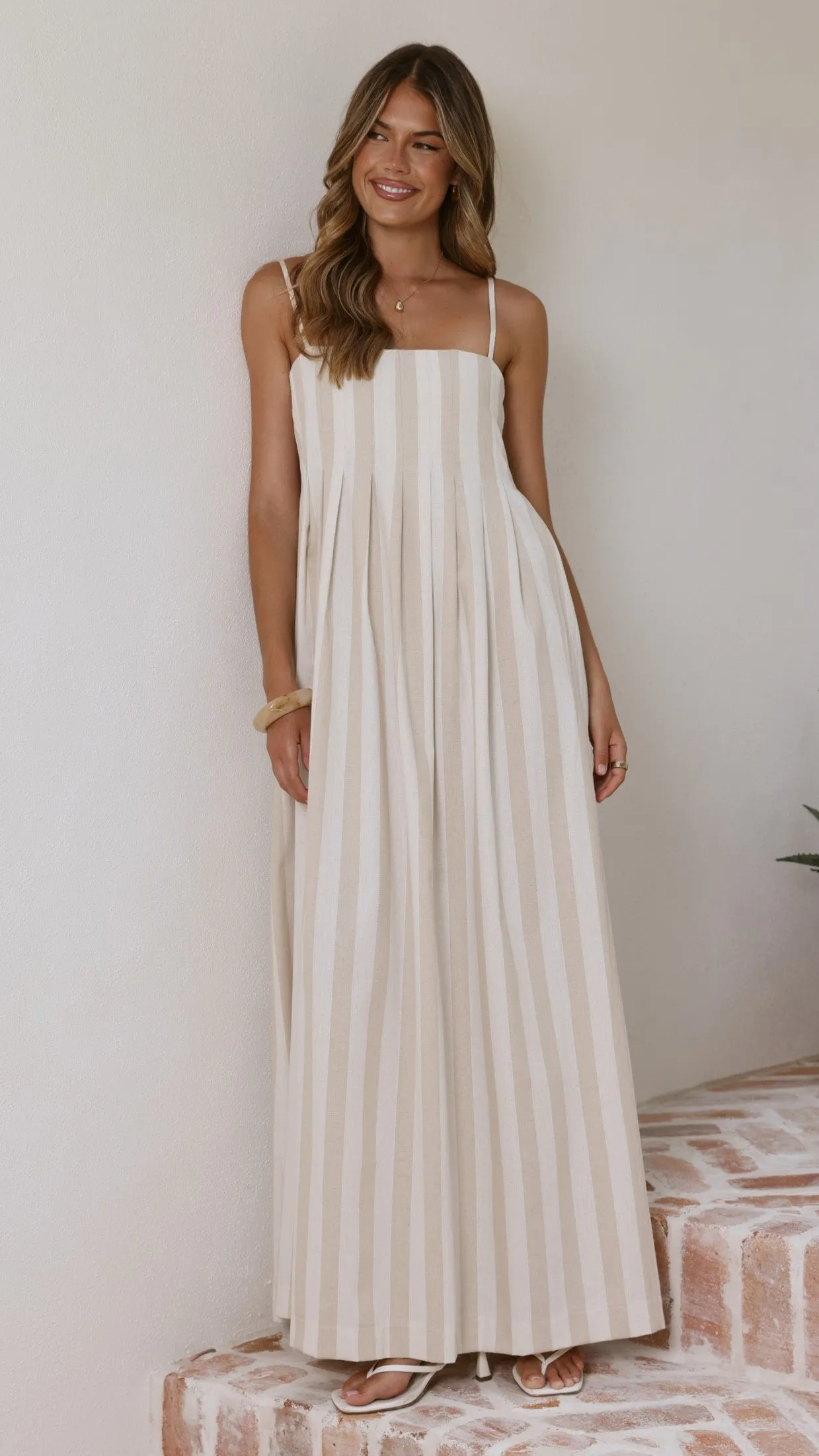 Pippa Maxi Dress - Beige Stripe sold by Billy J product image thumbnail 5