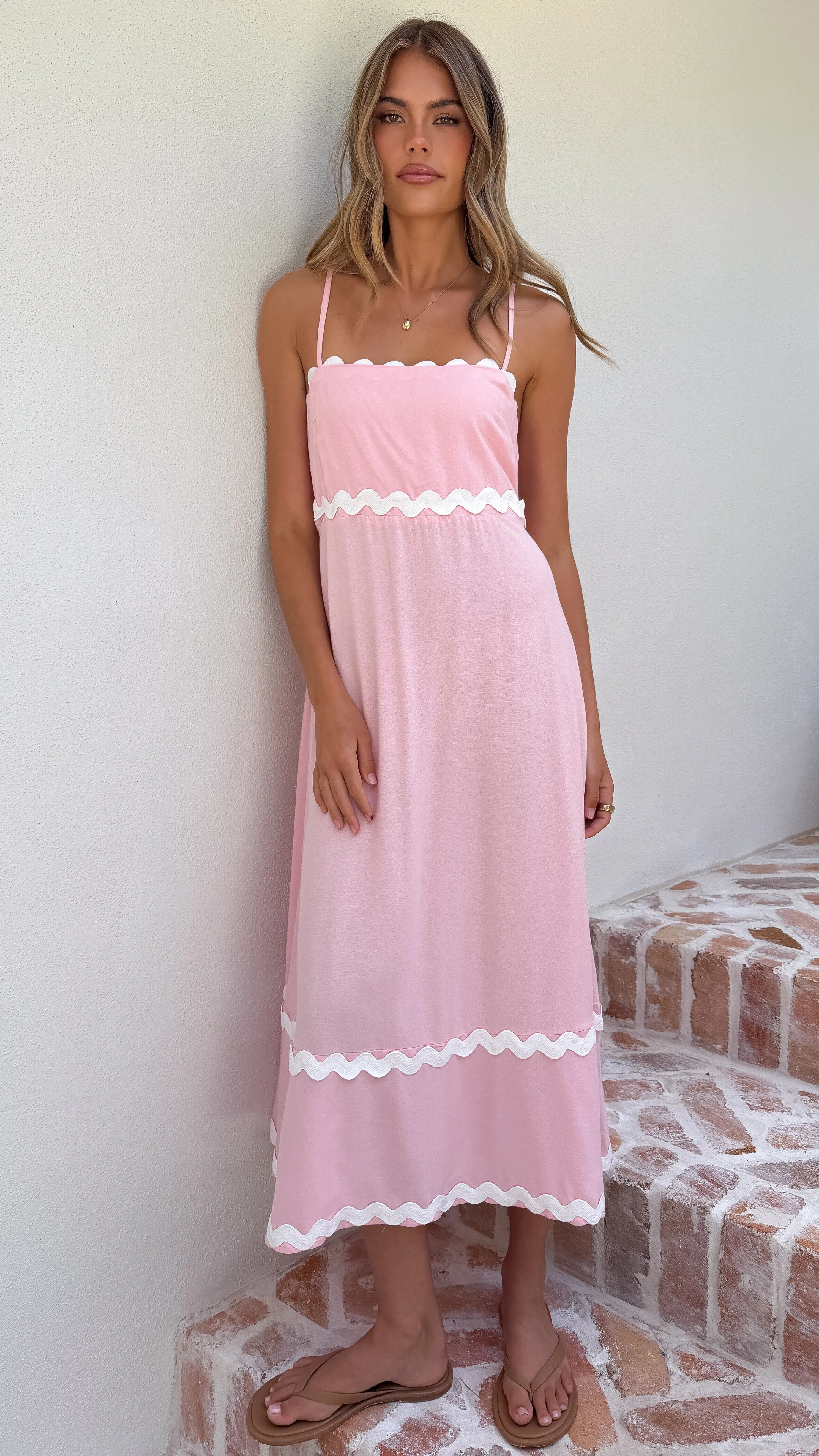 Seraphina Maxi Dress - Pink/White sold by Billy J product image thumbnail 4