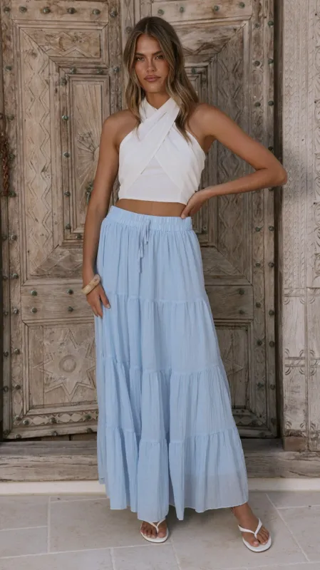 Cartier Tiered Maxi Skirt - Blue sold by Billy J