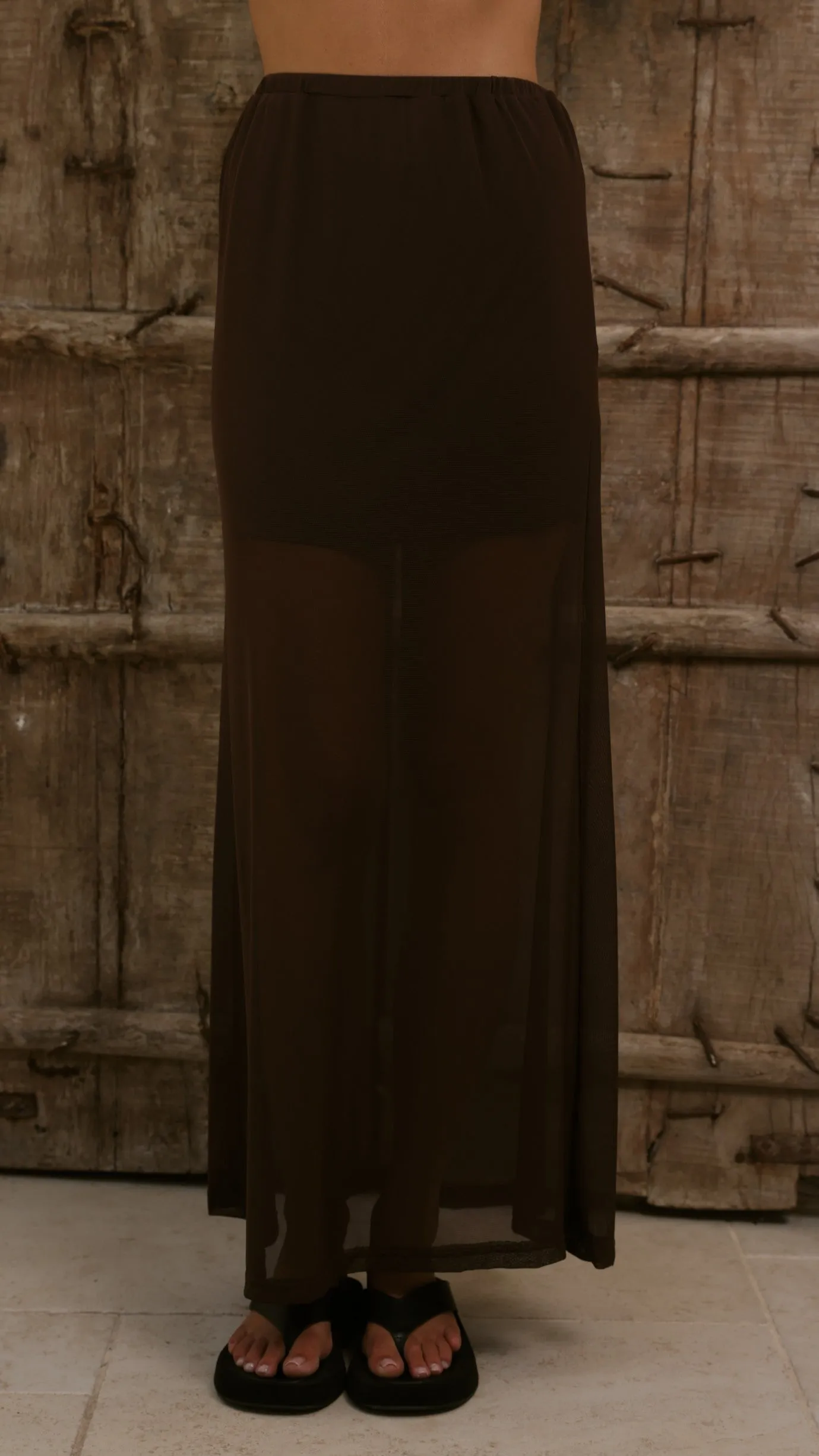 Onella Semi Sheer Maxi Skirt - Chocolate sold by Billy J product image thumbnail 2