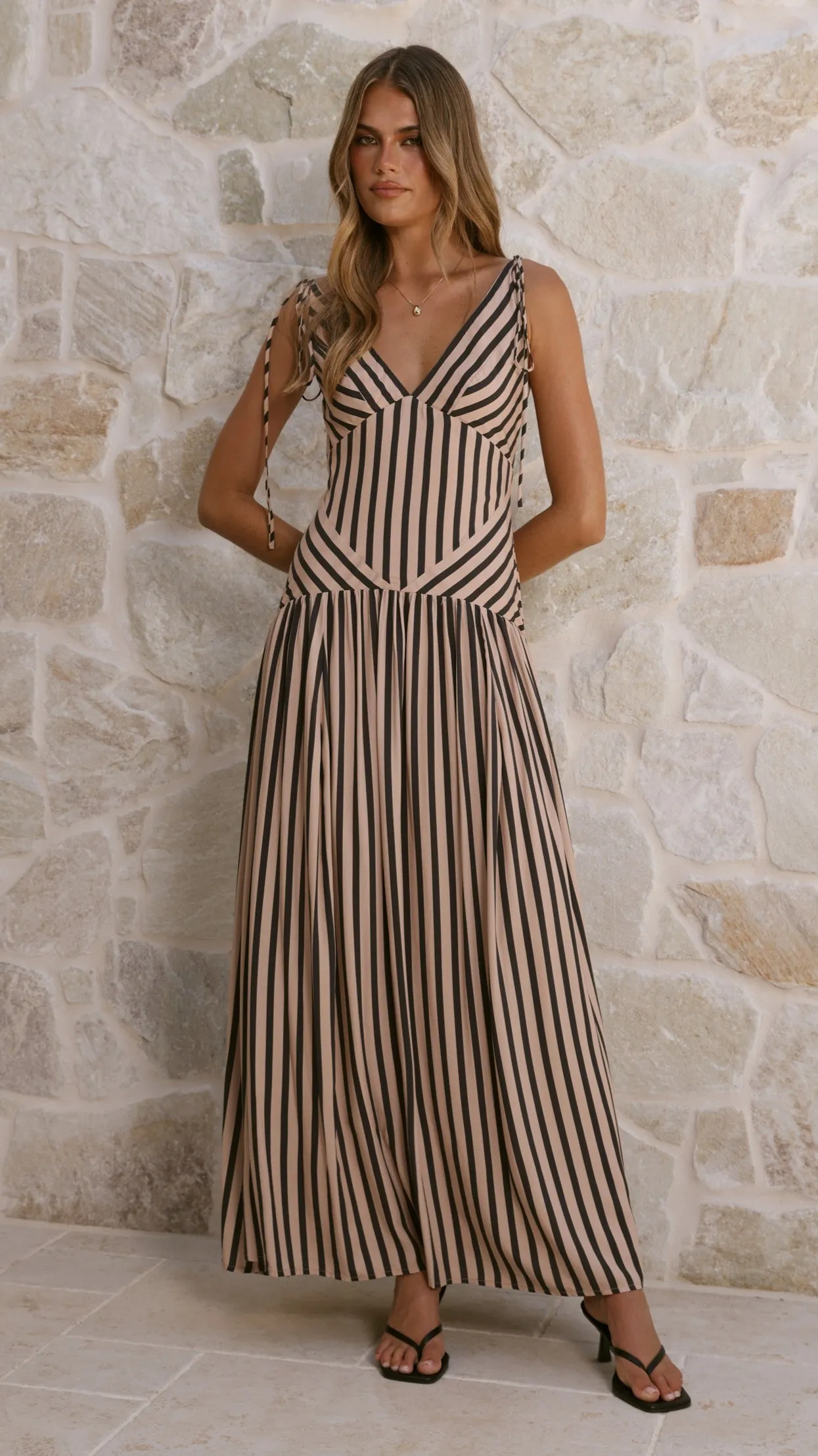 Zoriah Maxi Dress - Black/Beige Stripe sold by Billy J product image thumbnail 5