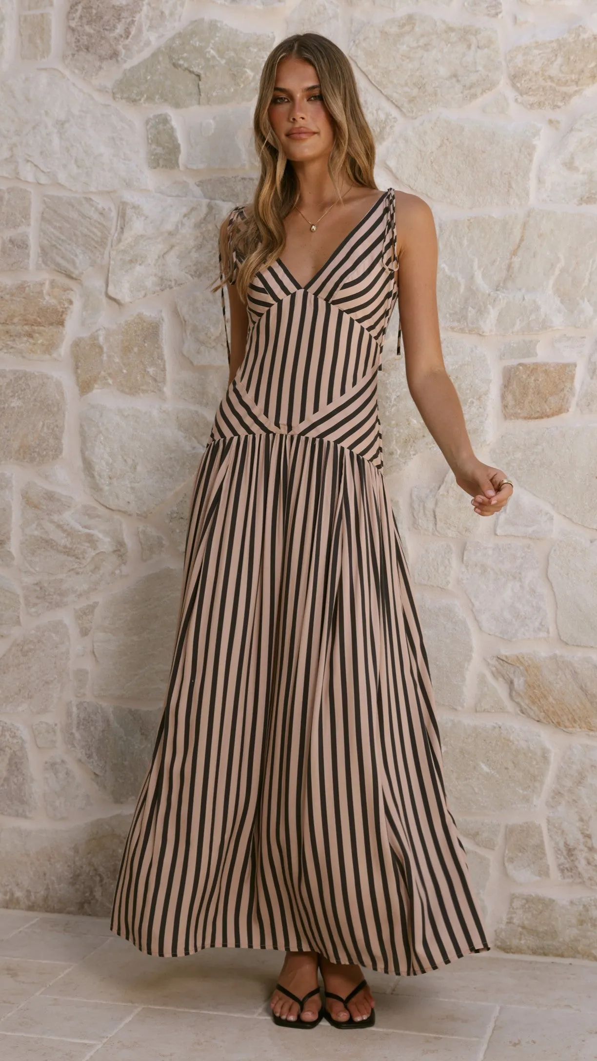 Zoriah Maxi Dress - Black/Beige Stripe sold by Billy J product image thumbnail 4