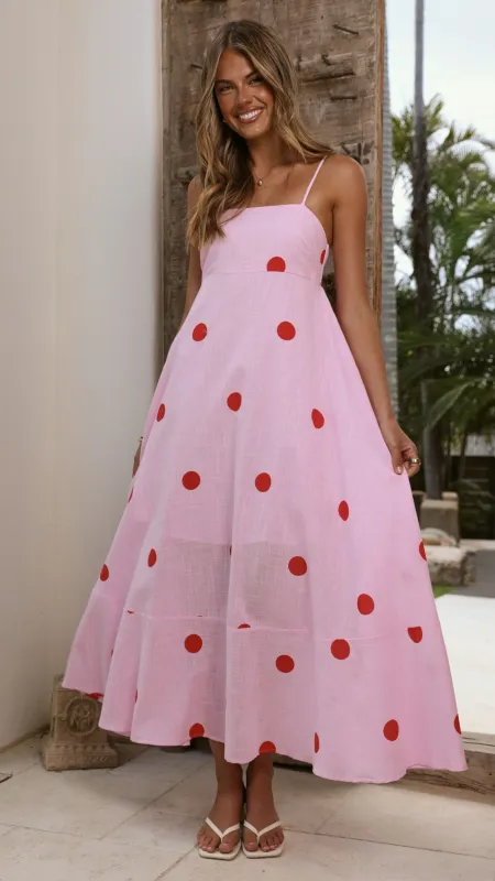 Marcel Maxi Dress - Pink/Red Polka made by Billy J