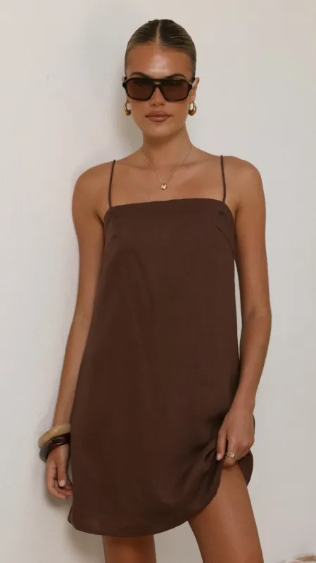 Nalu Mini Dress - Brown made by Billy J