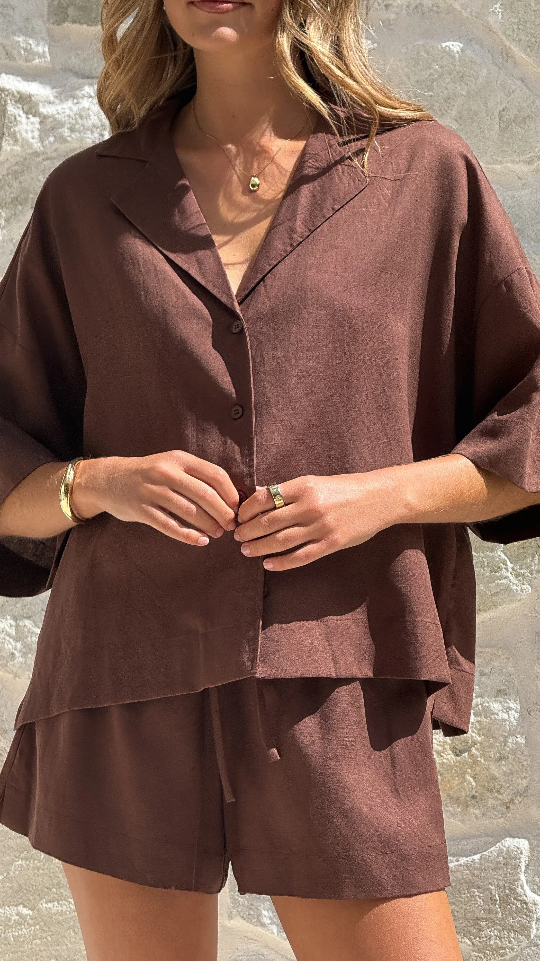 Luna Button Up Shirt - Chocolate sold by Billy J product image thumbnail 5
