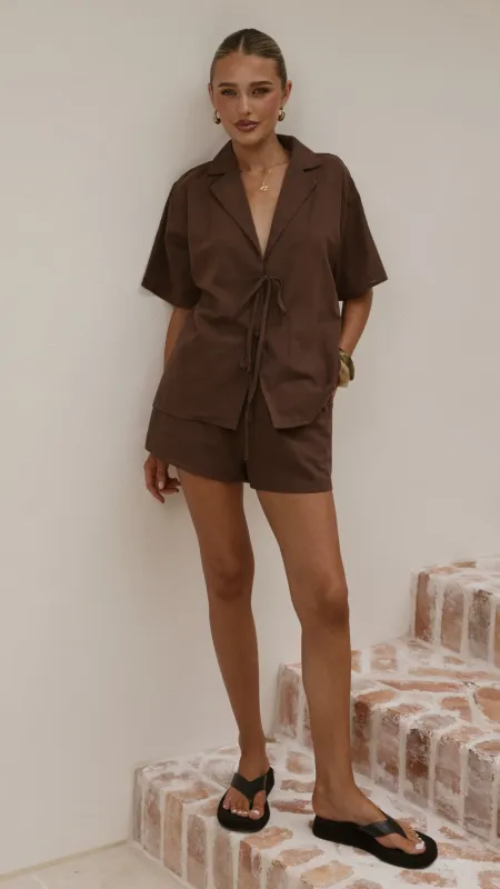 Vesper Top and Shorts Set - Chocolate made by Billy J
