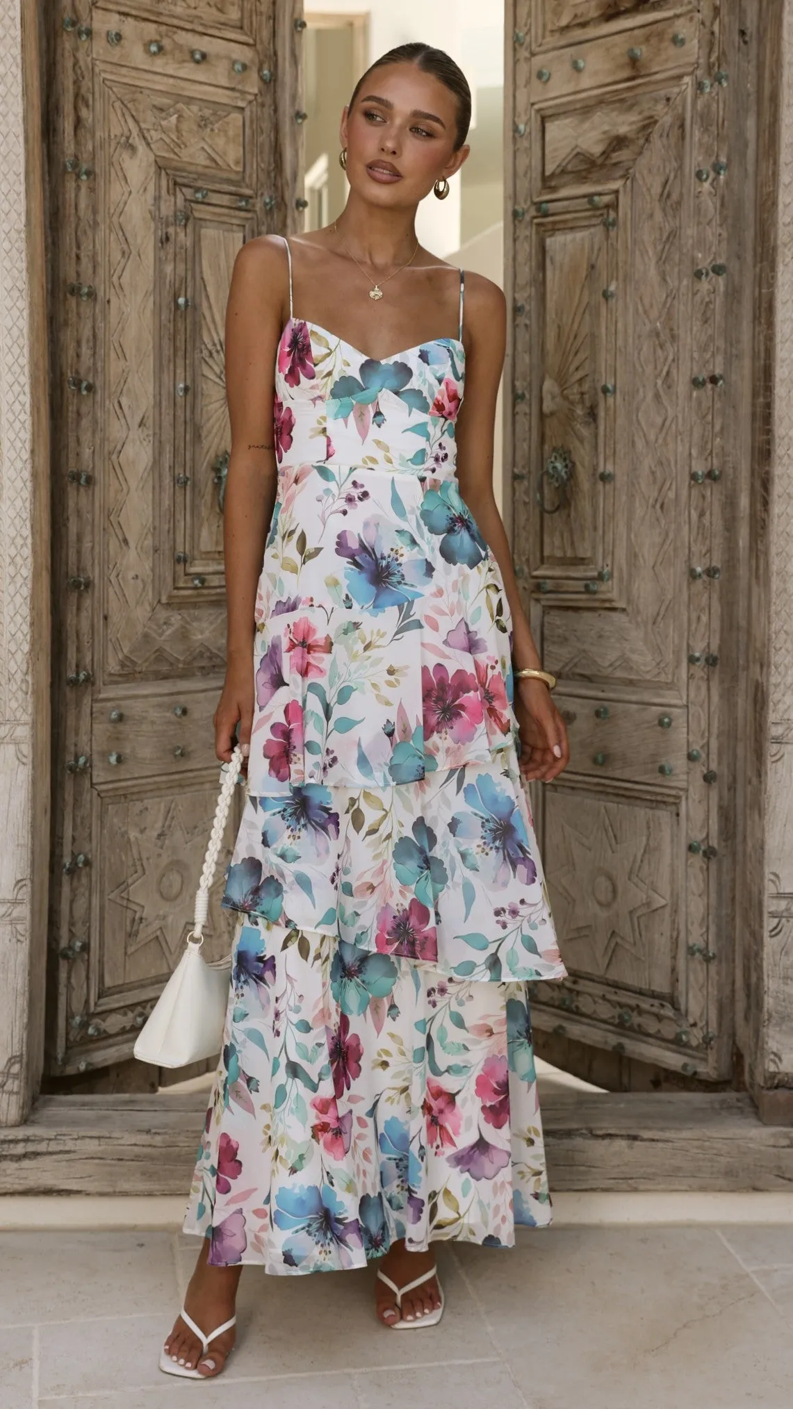Ami Maxi Dress - Blue/Pink Floral sold by Billy J