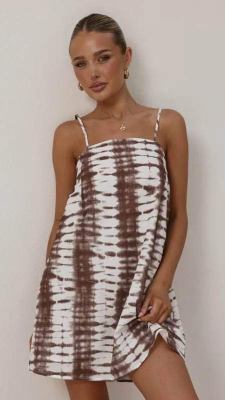 Bethani Mini Dress - Chocolate Tie Dye made by Billy J