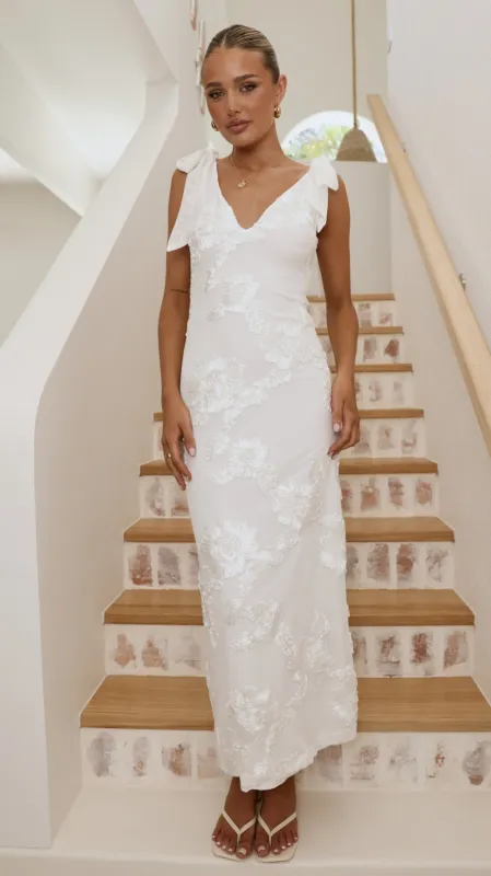 Usha Tie Strap Maxi Dress - White made by Billy J