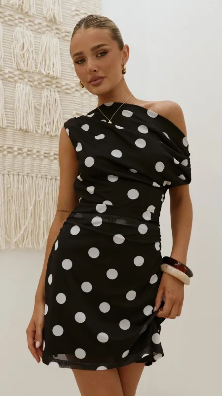 Sammie Mini Dress - Black/White Polka made by Billy J