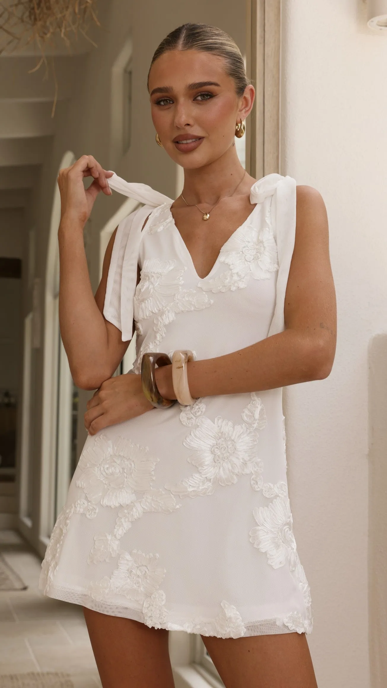 Usha Tie Strap Mini Dress - White sold by Billy J product image thumbnail 3