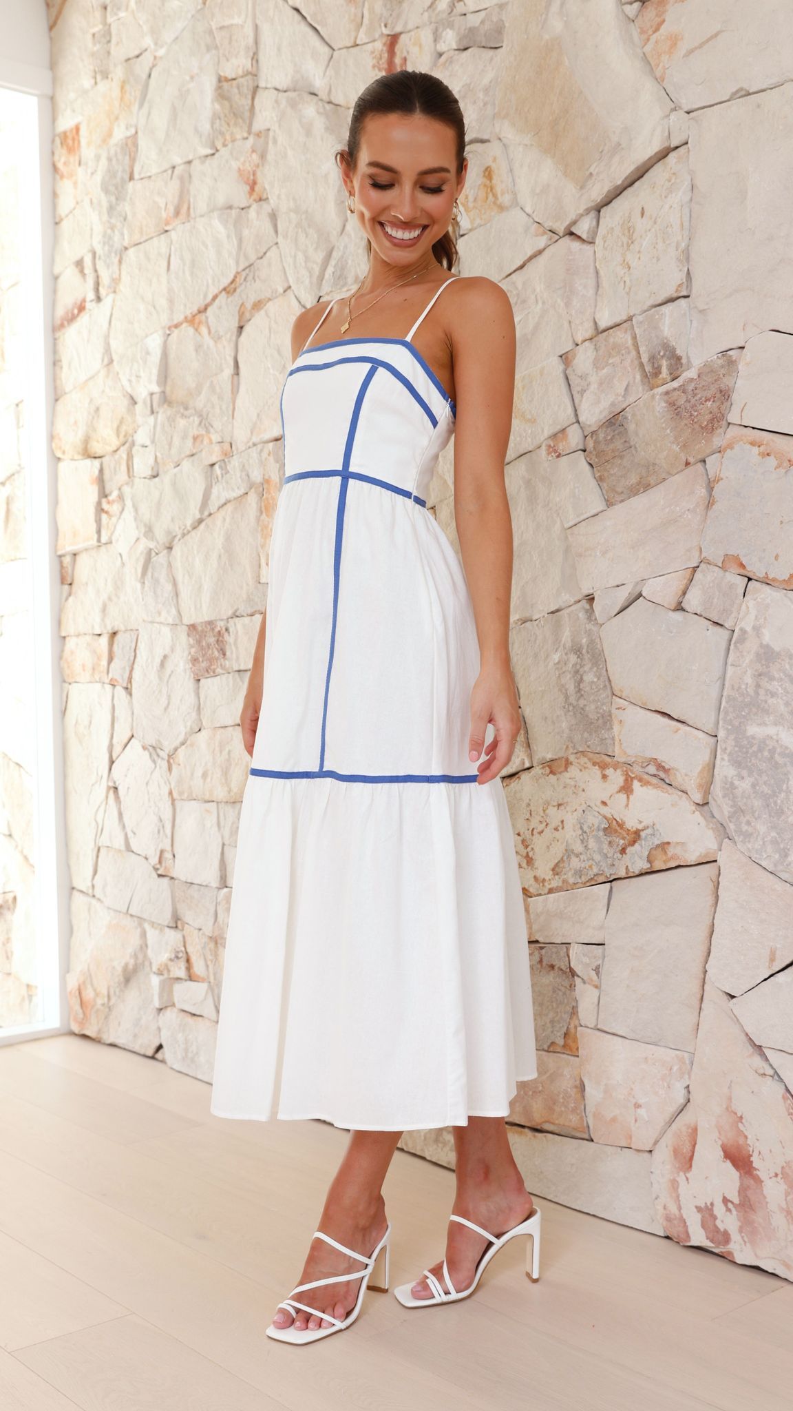 Baina Midi Dress - White / Blue sold by Billy J product image thumbnail 3