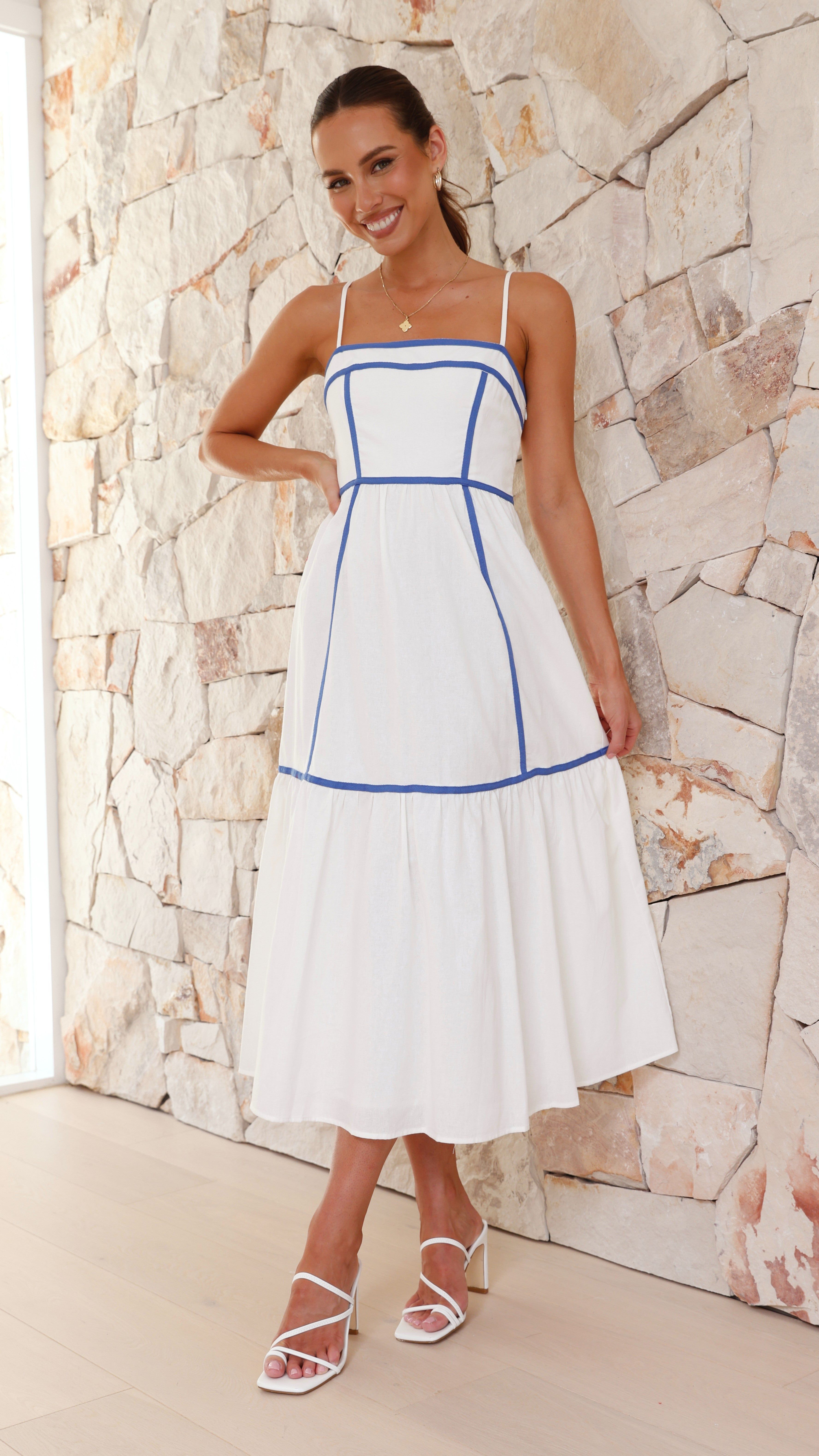 Baina Midi Dress - White / Blue sold by Billy J product image thumbnail 4