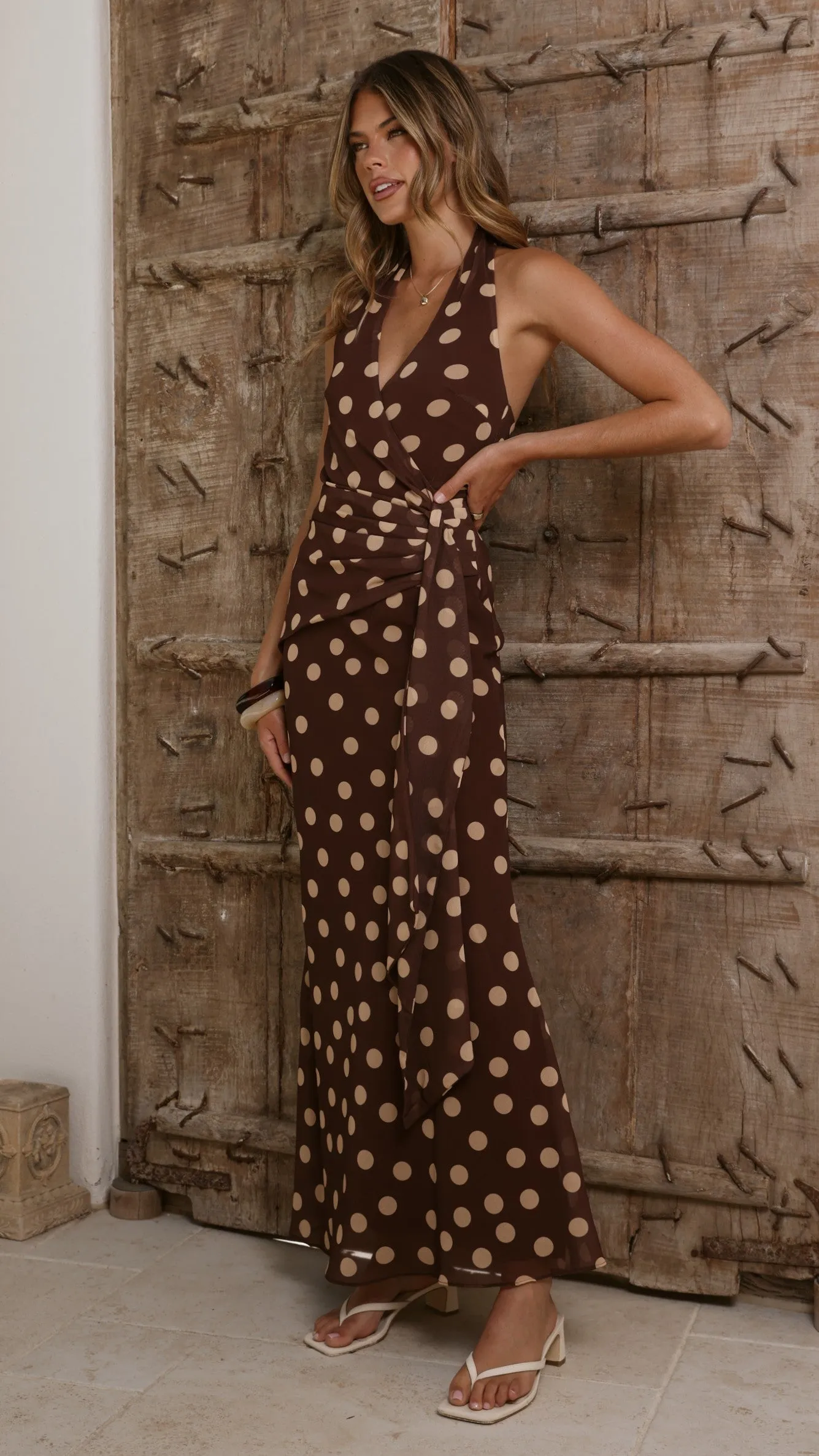 Maylah Maxi Dress - Chocolate/Cream Polka Dot sold by Billy J product image thumbnail 3