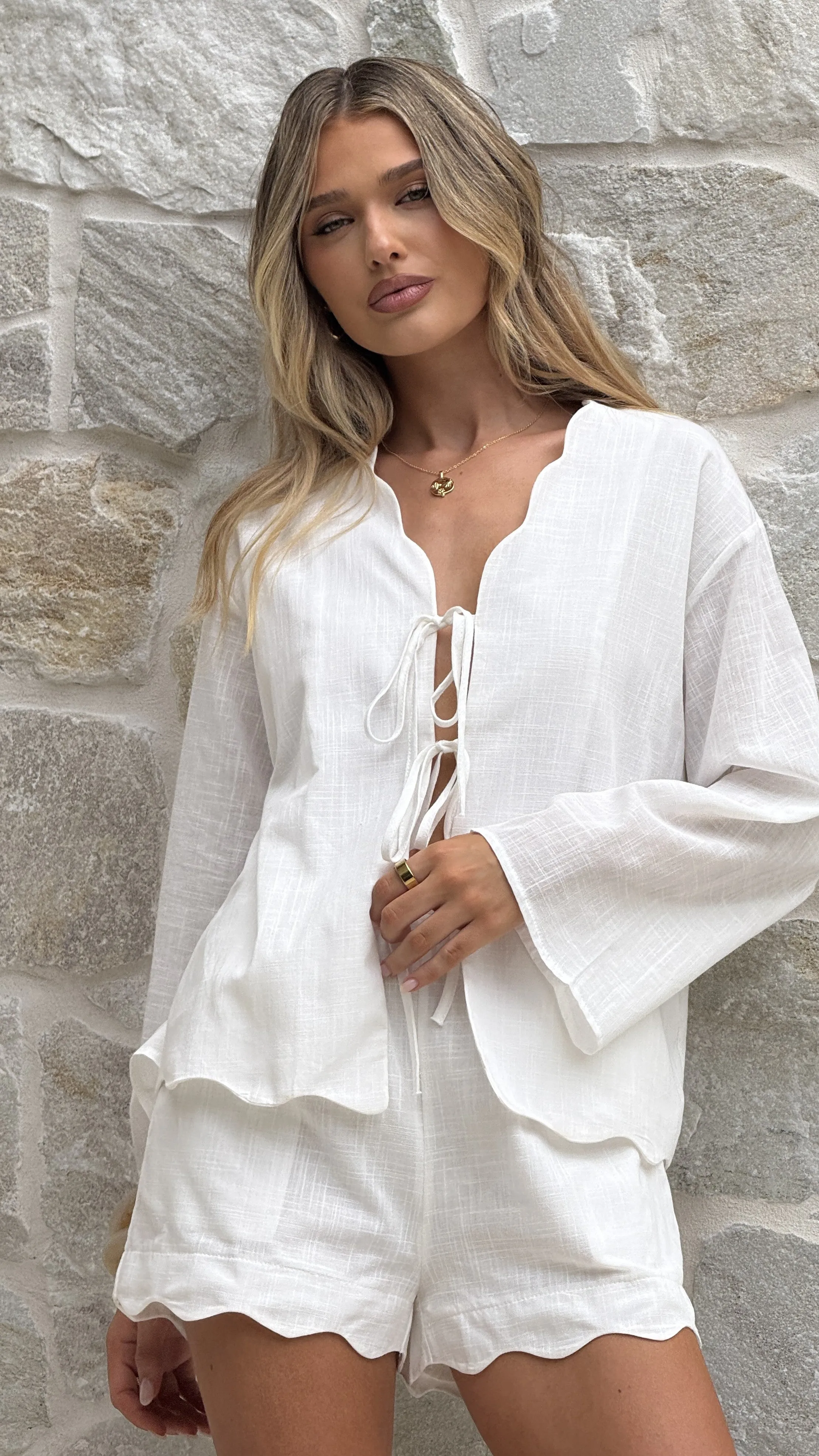 Leelo Tie Front Top and Shorts Set - White sold by Billy J product image thumbnail 4