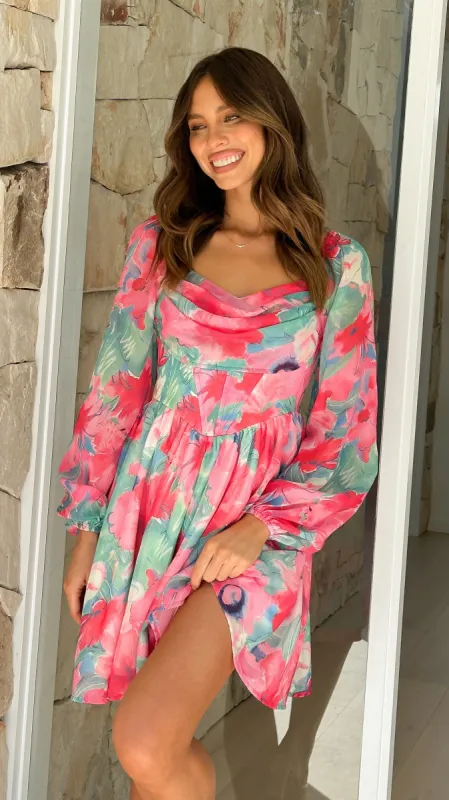 Kirsty Mini Dress - Pink Floral sold by Billy J