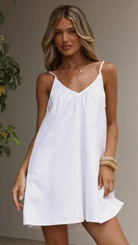 Rainie Mini Dress - White made by Billy J