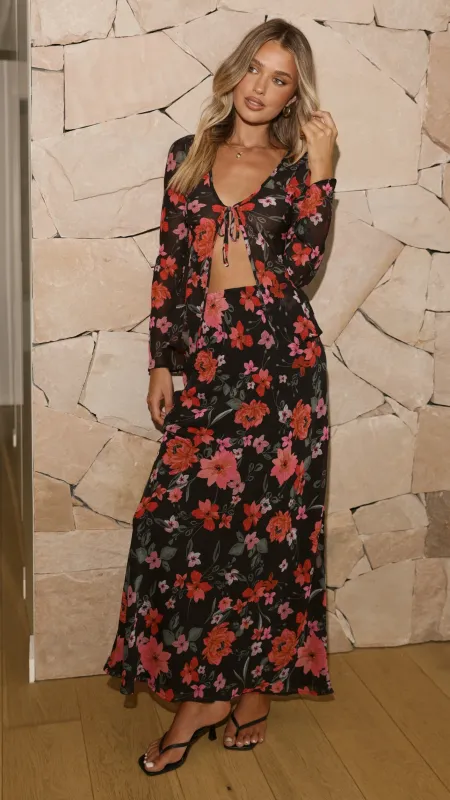 Flo Maxi Skirt - Dark Floral made by Billy J