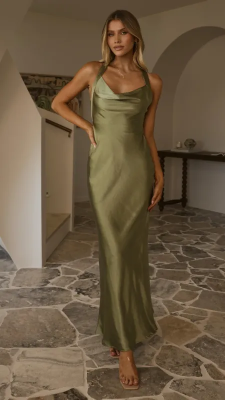 Eva Maxi Dress - Olive made by Billy J