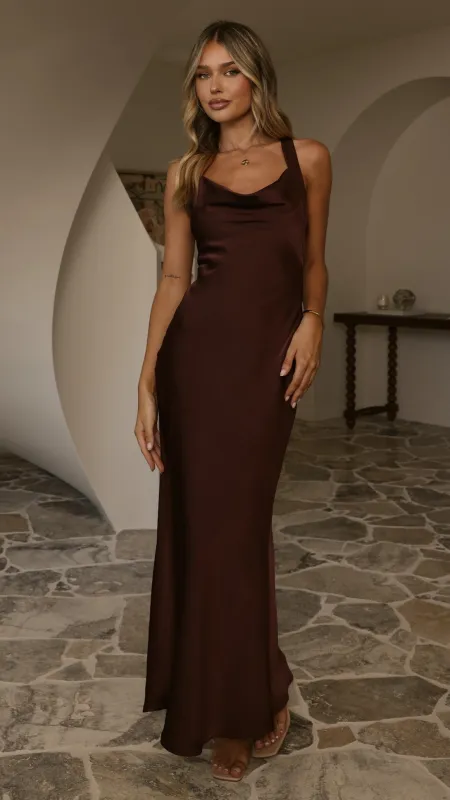 Eva Maxi Dress - Chocolate made by Billy J