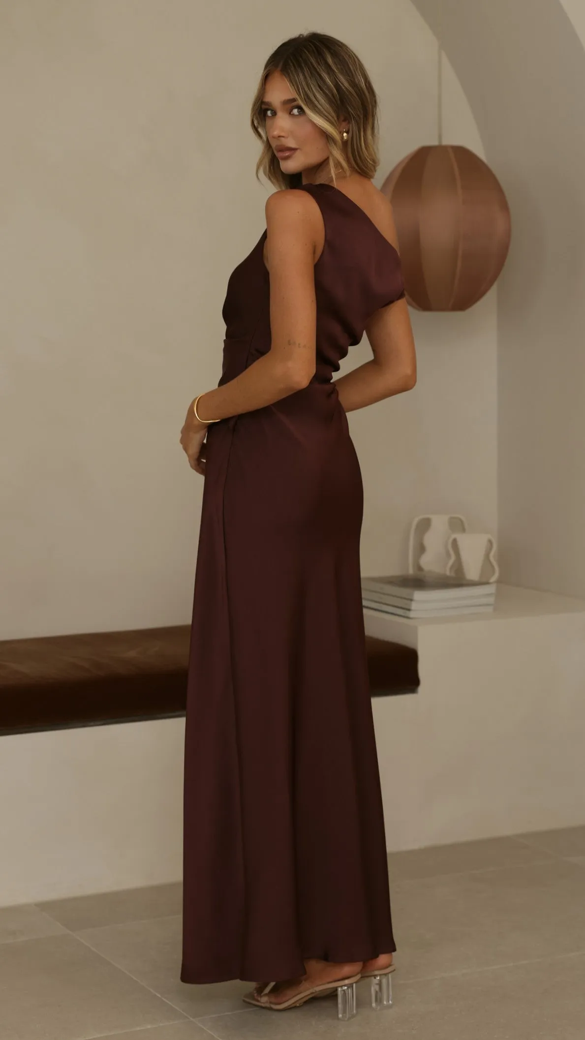 Auria Off Shoulder Maxi Dress - Chocolate sold by Billy J product image thumbnail 2