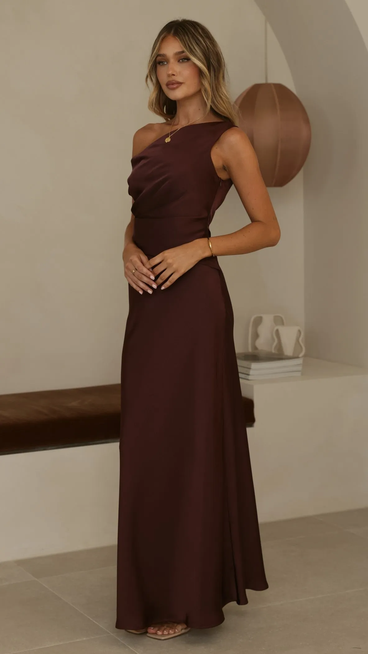 Auria Off Shoulder Maxi Dress - Chocolate sold by Billy J product image thumbnail 4