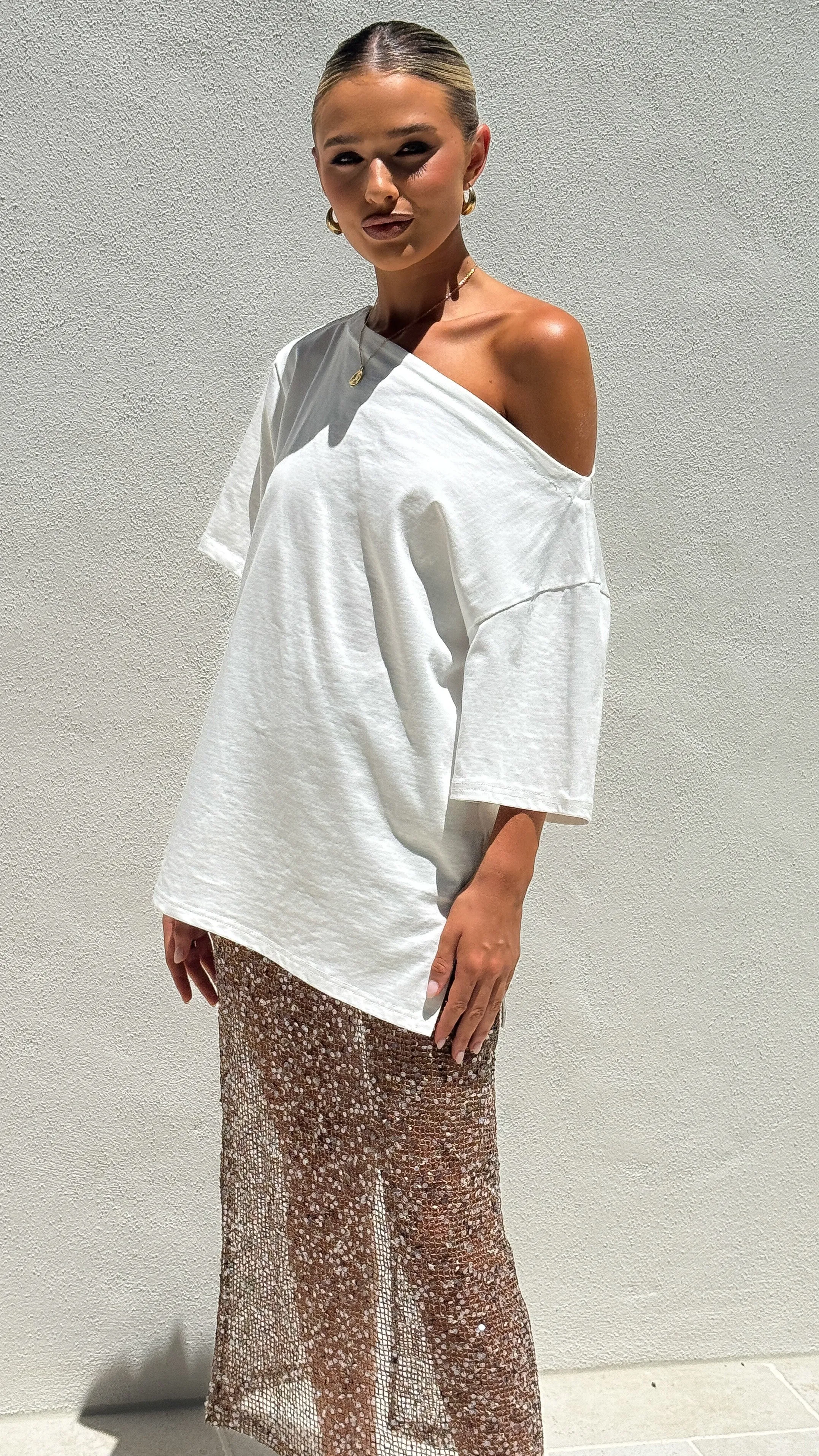 Verlo Sequins Maxi Skirt - Mocha sold by Billy J product image thumbnail 4