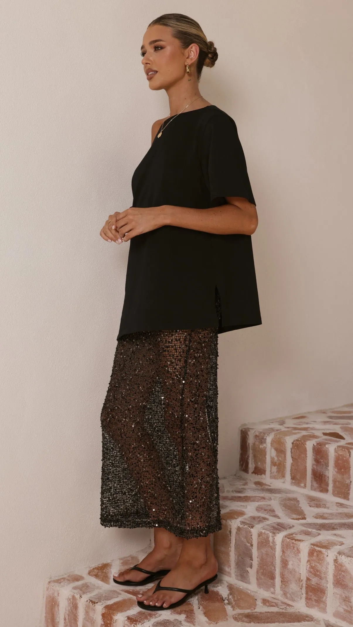 Verlo Sequins Maxi Skirt - Black sold by Billy J product image thumbnail 4