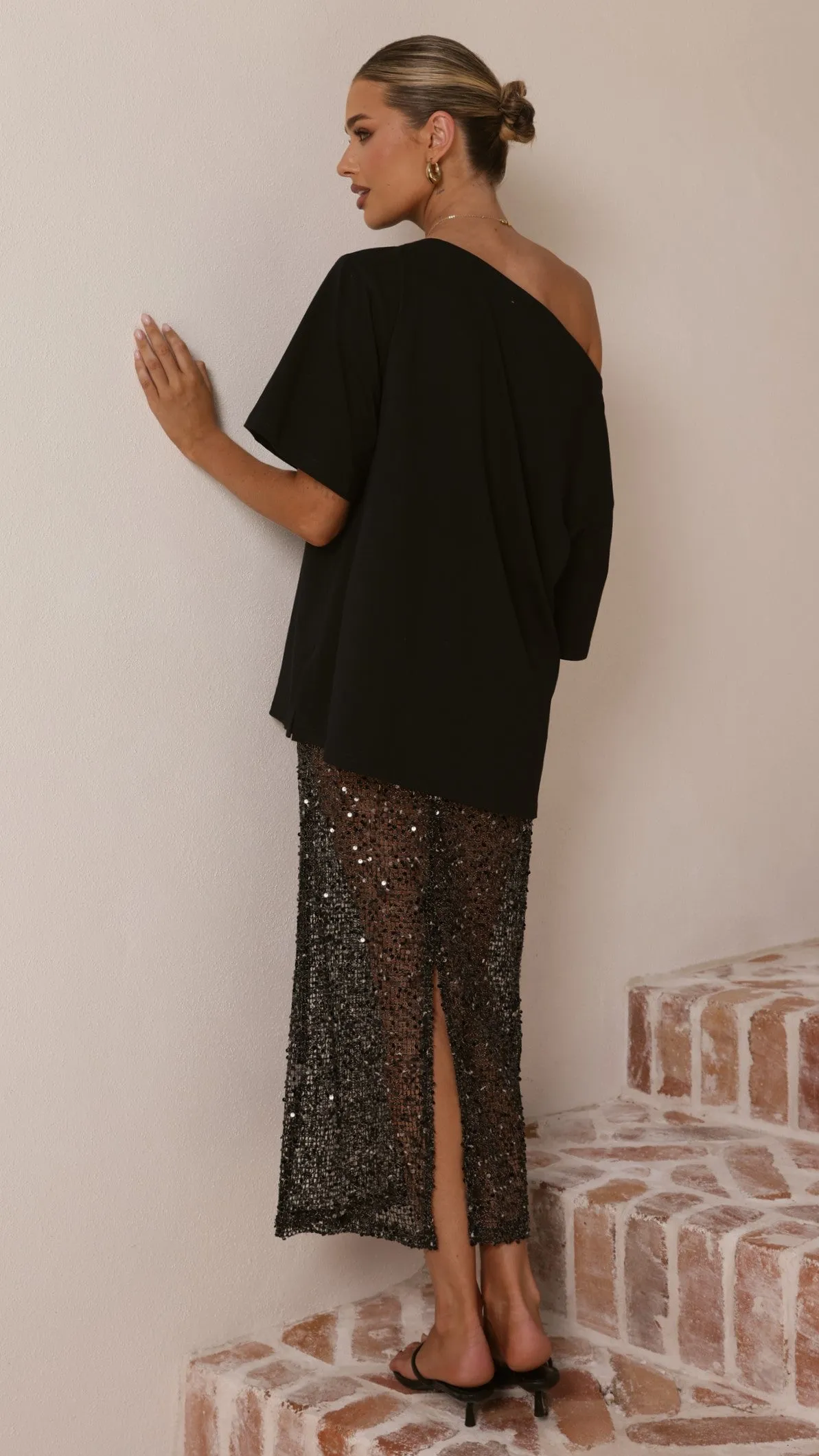Verlo Sequins Maxi Skirt - Black sold by Billy J product image thumbnail 3