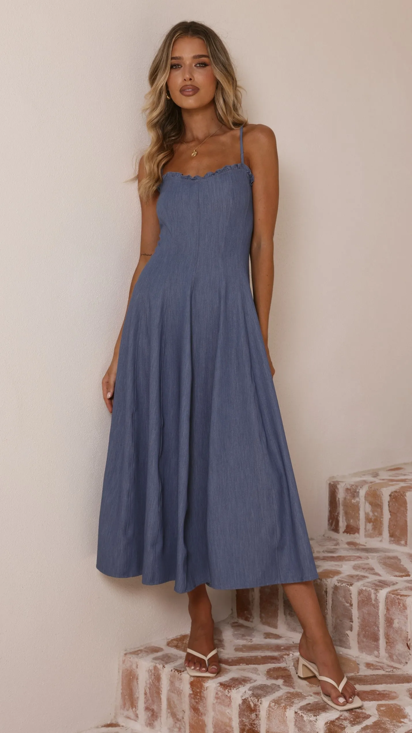 Tanya Maxi Dress - Blue Denim sold by Billy J product image thumbnail 4