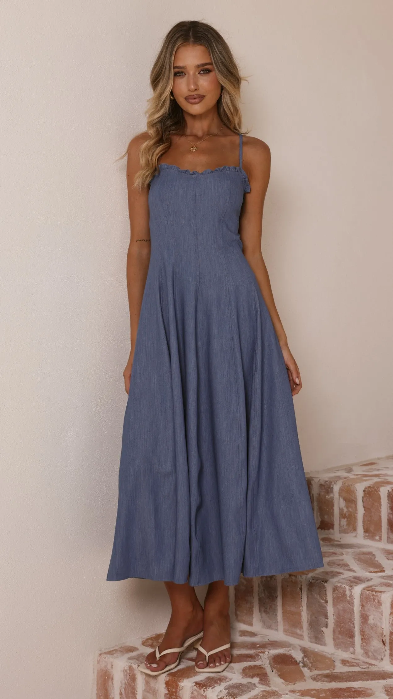 Tanya Maxi Dress - Blue Denim sold by Billy J product image thumbnail 5