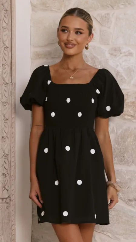 Marissa Mini Dress - Black Polka made by Billy J