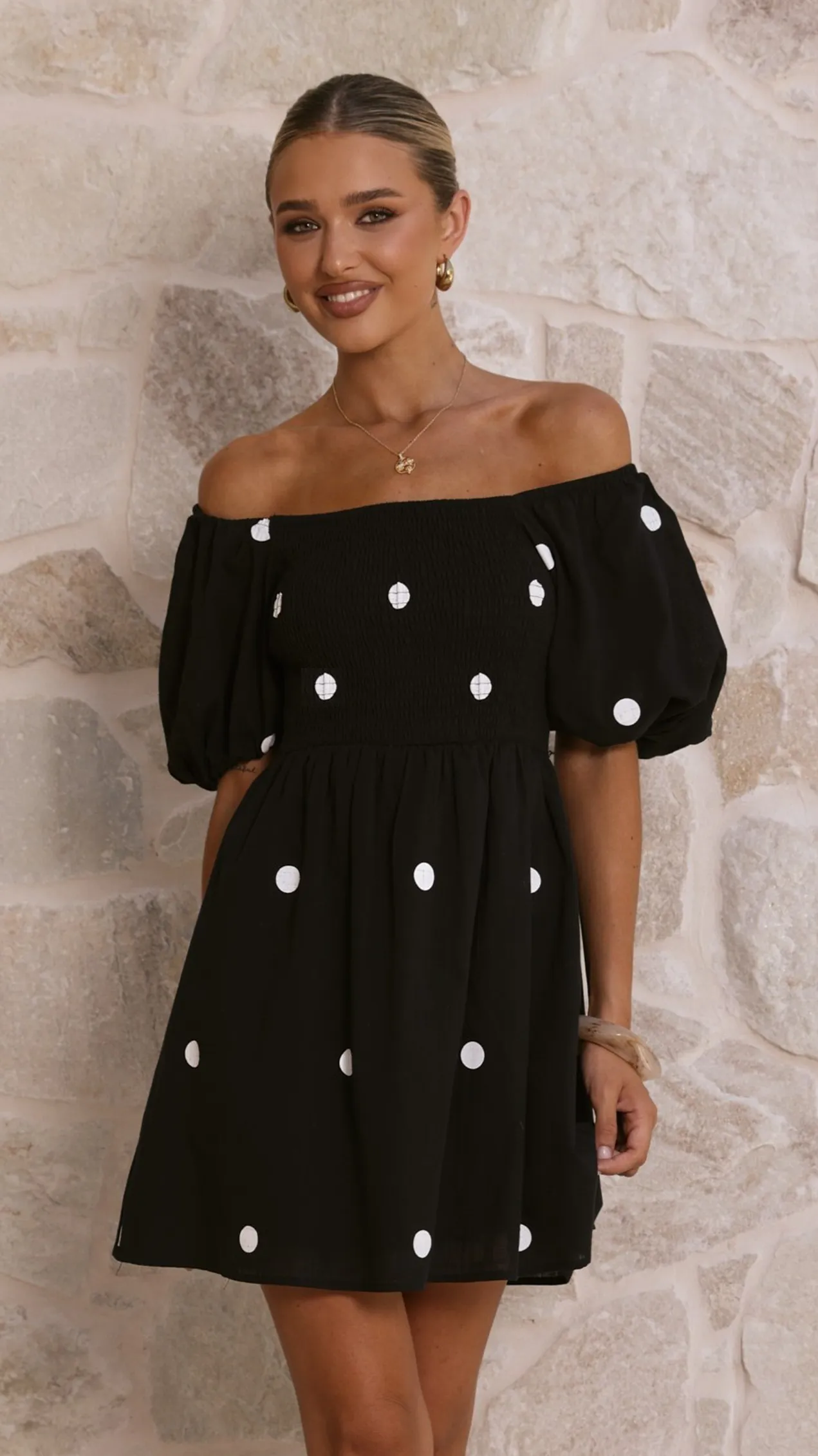 Marissa Mini Dress - Black Polka sold by Billy J product image thumbnail 5