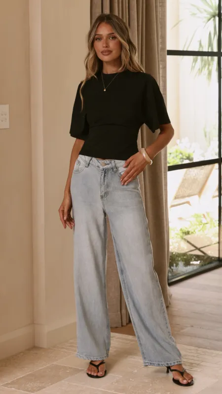Tarah Straight Leg Jeans - Light Blue Denim made by Billy J