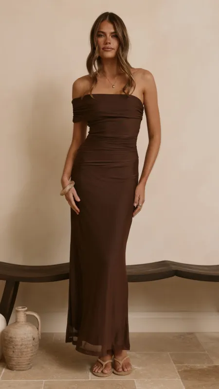 Ria Maxi Dress - Chocolate made by Billy J