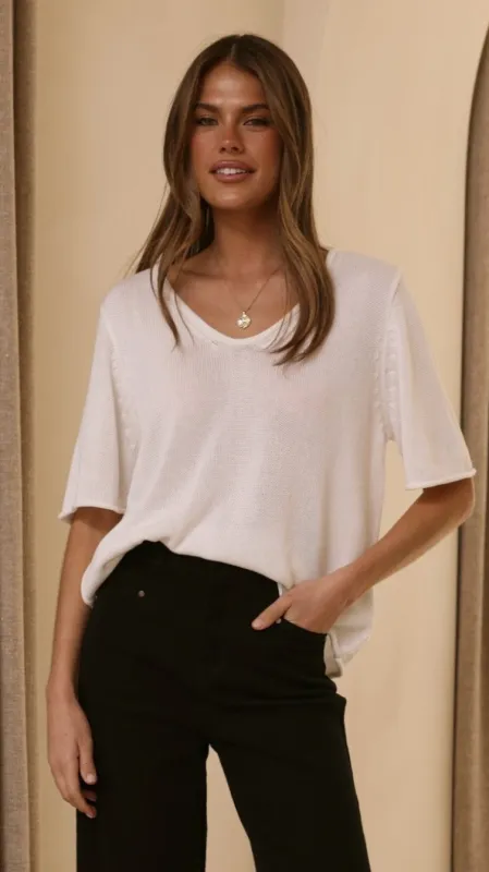 Spring Scoop Neck Tee - White made by Billy J